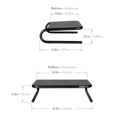 Metal Art Jr. Monitor Stand 14-Inch Wide Platform - Pearl Black