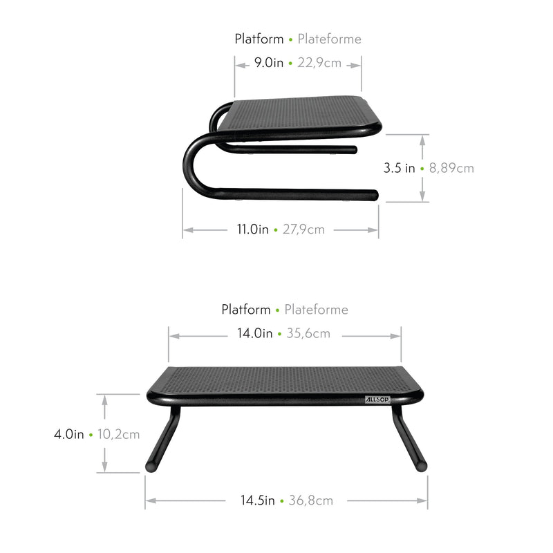 Metal Art Jr. Monitor Stand 14-Inch Wide Platform - Pearl Black