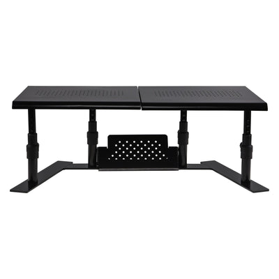 Studio image ErgoTwin Dual Monitor Stand front view platforms together